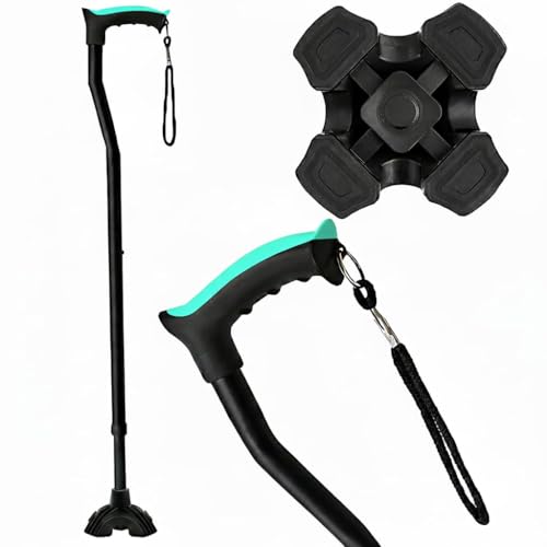 Image of MCP Jindal Premium Height Adjustable Walking Stick (Black) (Thunderbolt-Big Shoe-Black)