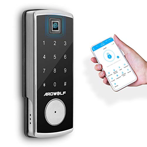 Flash Deals - 50% OFF Ardwolf A70 Keyless Entry Bluetooth Dead-Bolt Door Lock with Fingerprint , Smart Biometric Electronic Door-Lock with Keys Key-pad for Homes Security , Compatible with Wi-Fi Bridge (Sold Separately)