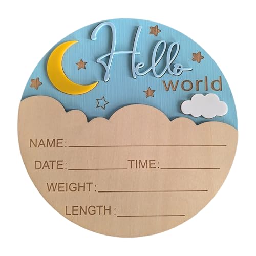 月柄 赤ちゃん 誕生 お知らせボード 木製お土産 ディテールスペース 新しい親ギフト 直径5.9インチ ベビーディテール