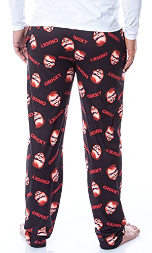 Bioworld Chucky Mens' Face and Logo Toss Print Pajama Lounge Pants Sleepwear4