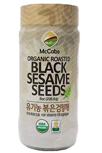 McCabe Sésamo negro tostado orgánico, 8 onzas, certificado orgánico USDA, orgánico certificado CCOF, tostado y empaquetado en Estados Unidos