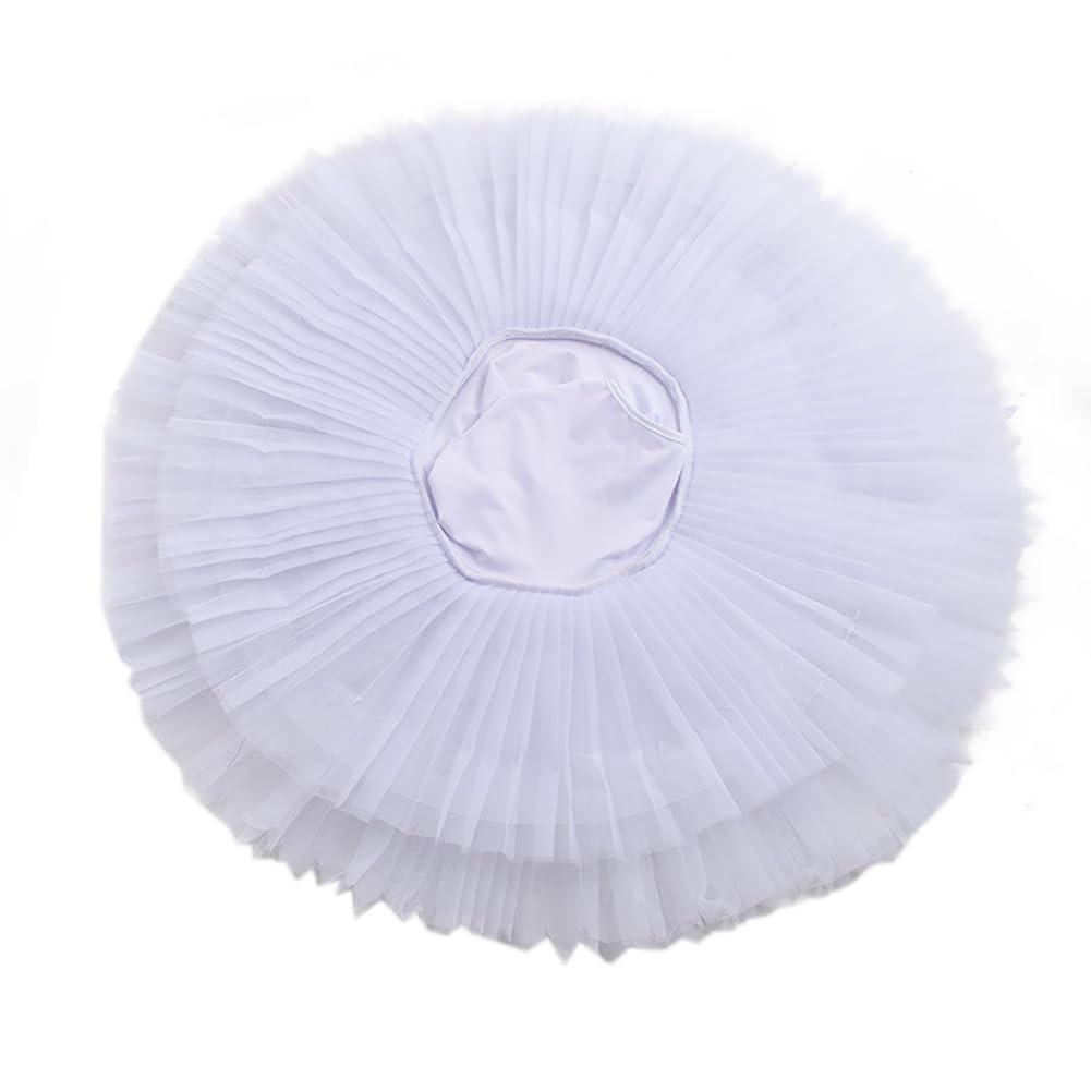 tutù Professionale Bianco per Bambine, Gonna da Ballerina per Pattinaggio Artistico, Costume da Ballerina del Lago dei Cigni, Abbigliamento da Allenamento （160 cm）