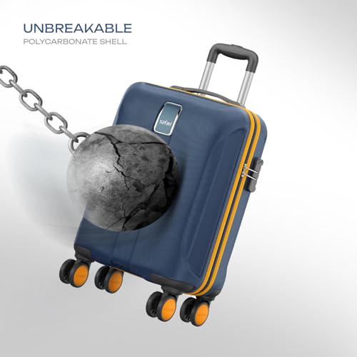 Image of Safari Cabin Thorium Neo 8 Wheels 55 Cm Small Trolley Bag Hard Case Polycarbonate 360 Degree Wheeling System Luggage, Trolley Bags for Travel, Suitcase for Travel, Graphite Blue