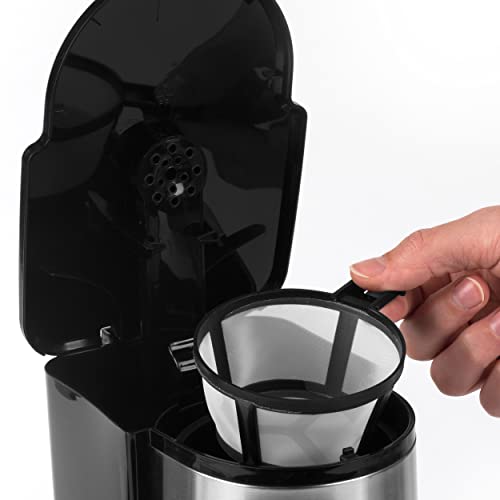 Salter EK2732 Digital Coffee Maker to Go With 420 ml Stainless Steel Travel Mug, 24 Hour Programmable Timer,LCD Display, 750 W, Plastic,Black,18.3 L x 13.5 W x 28.8 H cm