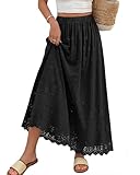 FEATURES: Maxi Skirts For Women; Long Skirts For Women; Flowy Skirts For Women; Eyelet Skirt; Cotton Skirts For Women; A Line Skirt; Summer Skirts For Women; Boho Skirt; Flare Skirt; Elastic High Waisted Skirts For Women; Embroidered Skirt; Floral Sk...