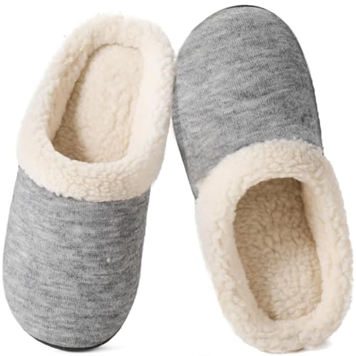 Image of Wishcotton Fuzzy Women's Slippers, Warm House Shoes | Soft, Cozy, Memory Foam, Non-Slip, Slip-on, Closed Toe, for Indoor Outdoor Bedroom, Gifts for Women Mom