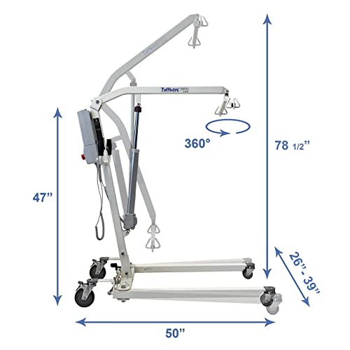 Tuffcare Electric Patient Lift - Rhino Lift with Manual Low Base - Full Size Patient Transfer Lifter for Home Use and Facilities, 450 lb. Weight Capacity (Lift Only, NO Sling)