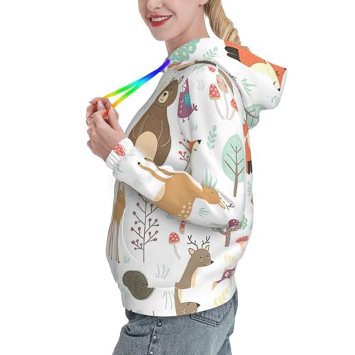 Sweat à capuche femme animaux pull graphique ajusté doux avec poche