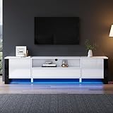 Gran espacio de almacenamiento: las dos puertas laterales con estantes ajustables y un cajón ofrecen amplias opciones de almacenamiento para DVD, juegos y artículos decorativos.