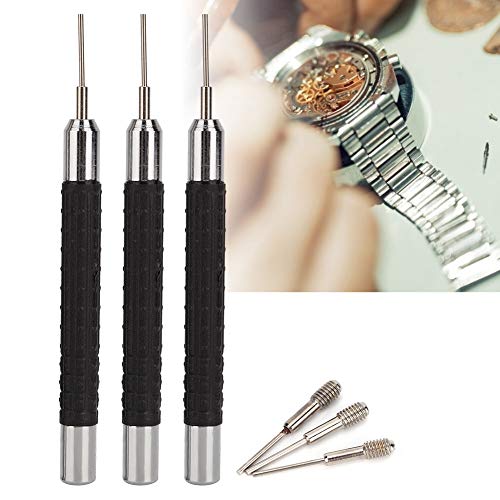 Qkiss Uhr Link Pin Remover, Alloy Uhrenarmband Link Remover Pin, Punch Watch Repairing Tool, Uhr Link Remover Kit mit Federstab Werkzeug für die Reparatur und Uhrenarmband Entfernung 3pcs Cover