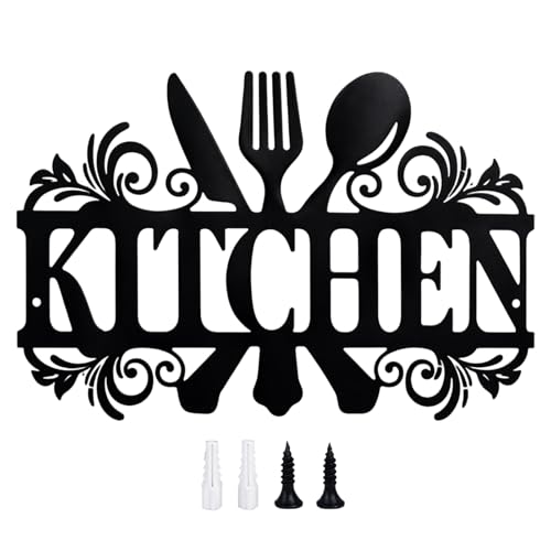 Image of Kitchen Wall Art, Kitchen Decor Accessories, Black Metal Wall Art for Kitchen Walls, Kitchen Pictures for Wall, Kitchen Art Wall Decor with Elegant Design