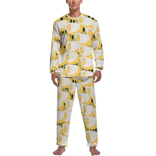 Pyjama homme ensemble nuit contre le froid vêtement manches longues