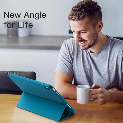 Image of Akkerds Compatible with iPad (A16) 11th Generation Case 11 Inch 2025, for iPad 10th Generation Case 10.9 Inch 2022 with Pencil Holder,Slim Trifold Stand Protective Cover with Soft TPU Back,PeacockBlue