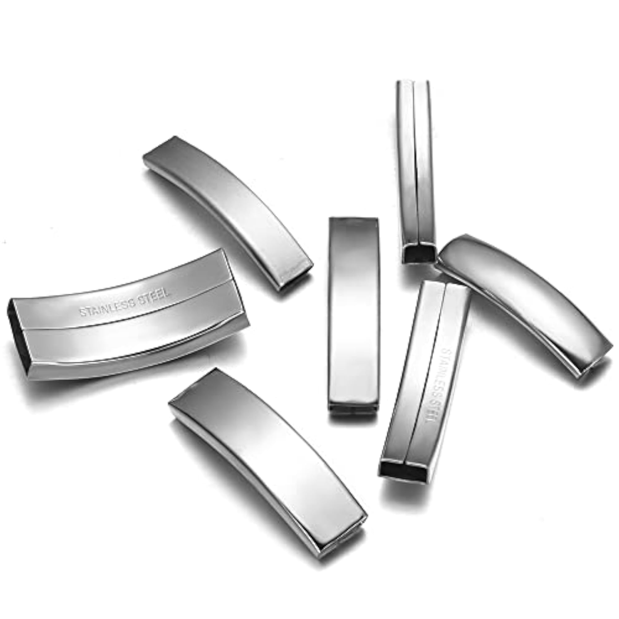 10 Pcs Stainless Steel Curved Tube Beads for Bracelet Making