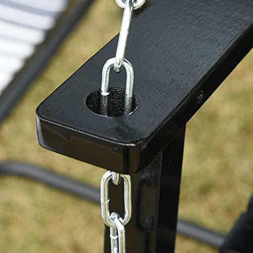 Outsunny 2-Seater Hanging Porch Swing Patio Swing Outdoor Swing Bench With Chains For Garden, Yard, Deck & Balcony, 440Lbs Weight Capacity, Black #TOP7