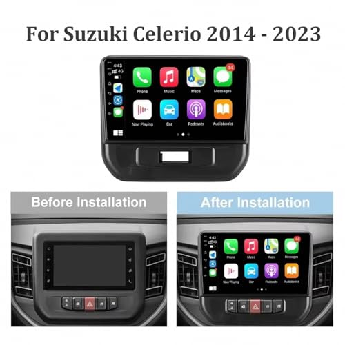 Pantalla de coche con Android Auto para Peugeot 107, ideal para viajar con música y mapas 2