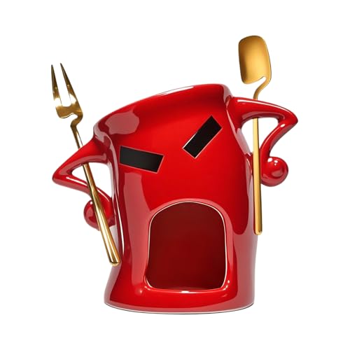 Taza de Fondue Dulce – Hornillo de queso de cerámica – Taza de fondue de chocolate con cuchara – para cumpleaños, bodas, veladas románticas reuniones familiares postres