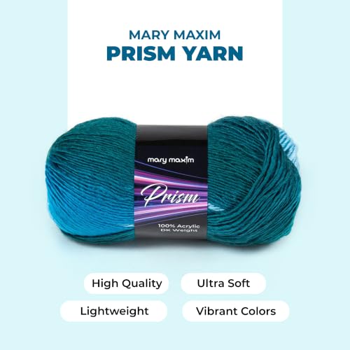 Image of Mary Maxim Prism Yarn, Acrylic Multicolor DK Yarn, 290 Yards, Blue Lagoon | Ombre Yarn, 3 Weight, Machine Wash, For Knitting and Crochet, Create Baby Items, Blankets, Afghans, Clothing Variegated Yarn