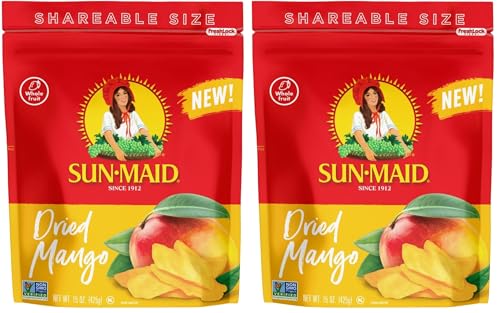 Image of Sun-Maid Dried Mango Slices - 15 oz Resealable Bag - Sweetened with Cane Sugar - Dried Fruit Snack for Lunches,Holiday Snacks,and Charcuterie Boards,(Pack of 2)