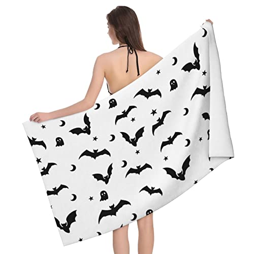 Halloween Goth Bats And Moon Beach Towels Sand Free,Soft And Quick-Drying, Bath Towels Skin-Friendly And Absorbent,Suitable For Bathroom, Swimming Pool, Beach, Travel, Gift For Baby Kids And Family #TOP5