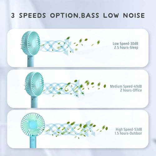 Image of One94Store Small USB Fan Blue, Portable Rechargeable Mini Handheld Fan High Speed Personal Cooling Desk Table Fan with Stand for Home Office Travel Outdoor