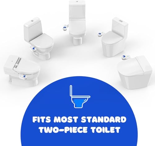 Image of POCALAND Bidet Attachment for Toilet Seat, Non-Electric Cold Water Bidet with Pressure Controls, Dual Nozzles for Frontal & Rear Wash, Retractable Self-Cleaning for Female & Old- White