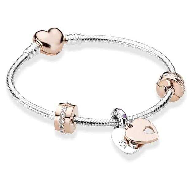 Bling Queen Womens Silver Plated Bracelet With Charming Love Hearts, Pave Heart Padlocks Dangle Charm, Snake Chain Bracelet, Padlocks Dangle Charm, Pendant Beads, Heart Dangle Charm(Rose Gold) (B0BMGH7KHW) Amazon Price History, Amazon Price Tracker