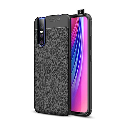 KMLPJP VIVO V15 Pro�pLitchi Texture TPU�V���b�N�v���[�t�P�[�X �p (�F : Black)