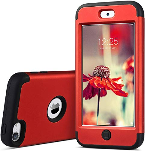 Ulak Ipod Touch 7 Case, Ipod Touch 6 Case, Heavy Duty High Impact Shockproof Dual Layer Protective Case For Apple Ipod Touch 7Th/6Th/5Th Generation (Red+Black) #TOP7
