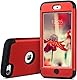 ULAK iPod 7 Hülle, iPod Touch 5/6 Hybrid Kratzfeste Schutzhülle 360 Grad Soft Silikon Stoßfest Bumper Case Cover für iPod Touch 5/6/7 Generation - Rot