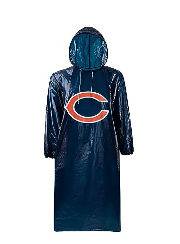 Image of NFL Waterproof Rain Poncho for Adults, Sporty, Elastic Sleeves and Drawstring Hood, Unisex Rain Coat