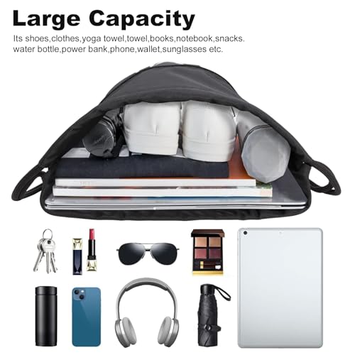 HOLYLUCK Drawstring Bags Initial Backpack Sackpack Cinch Bags for Sports, Gym, Travel, Beach, Letter (Black-A)2