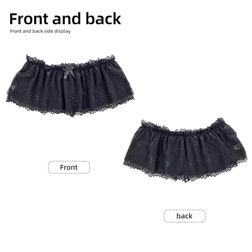Sissy Clothes for Men Ruffled Lace Mini Skirt Panties Thong, Bowknot Stockings 2pc Men's Outfits Crossdressing3