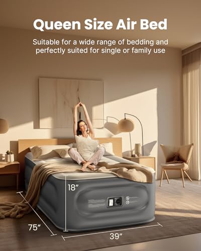 iDOO Twin Air Mattress with Built in Pump, Luxury Double High Inflatable Mattress for Camping, Home&Guests, 18\" Raised Blow up Bed Airbed Colchon Inflable - Fast Inflation/Deflation - 550lb MAX