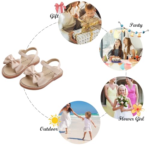Image of Felix & Flora Toddler Girl Sandals - Little Girl Easter Dress Shoes Lightweight Open Toe Beach Holiday Flats