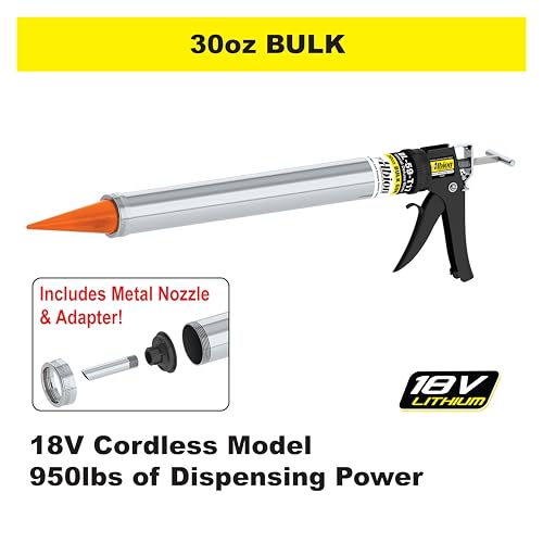 Albion Engineering Company DL-59-T17 Professional Line Special Deluxe Manual Bulk Caulking Gun with Metal Nozzle, Metal Adapter & 3 Orange Cone Nozzles, 30 oz - Thumbnail 2