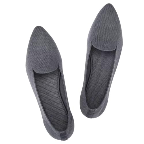 Image of Frank Mully Women's Casual Loafer Flats Slip On Loafer Shoes Comfortable Knit Flat Shoes Classics Pointy Toe Loafer Flats,for Work,Travel