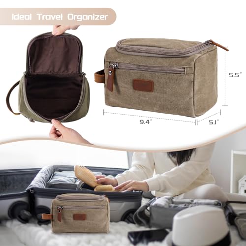 Travel Toiletry Bag for Men, Large Water-resistant Shaving Bag Toiletries Organizer, Canvas Dopp Kit, Multi-functional and Stylish, Bathroom Dopp Kit Shaving, Ideal for Travel, Camping, Gym- Green4