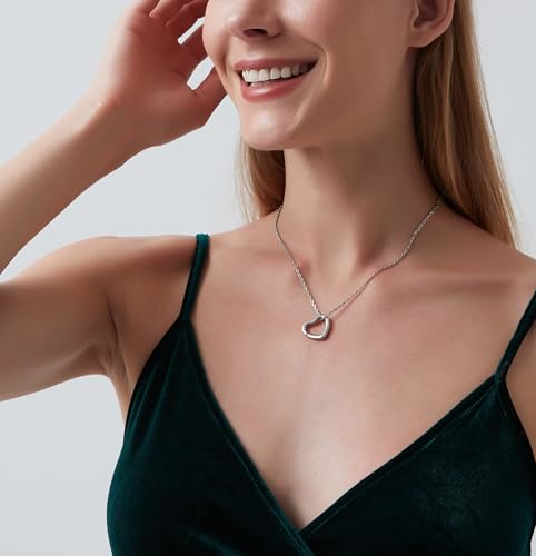 GAVU Stainless Steel Ring Holder Necklace for Women, Women’s Heart Pendant Ring Keeper Necklace in Silver/Gold/Rose Gold 18"2