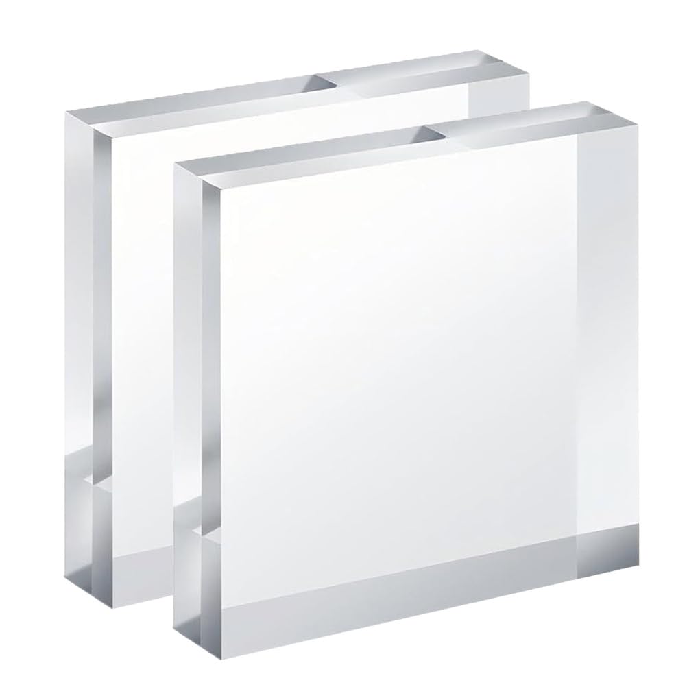 DFDPAXL 2 Pieces High Transparency Acrylic Block, Polished Clear Square Cube 50×120×10Mm-50×120×40Mm Suitable for Showcase Holder Base,50×120×15mm