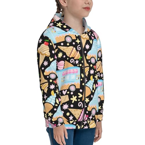 Icecream Truck Kid Hoodies Boys Zip Up Sweatshirts Girls Pullover with Pocket4