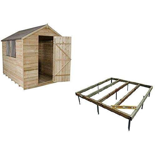 Forest Apex Overlap Pressure Treated 8x6 Wooden Garden Shed Storage With Base