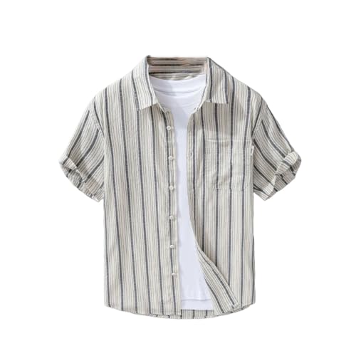 Chemise rayée ample décontractée boutonnée en coton pour le quotidien