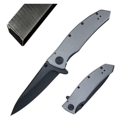 Goshawk EDC Folding Pocketknife, 2.67" 440C Steel Plain Edge Blade Stainless Steel Handle, Assisted Opening, Frame Lock,Tactical knife for Camping, hunting (3.5 inch) Cover