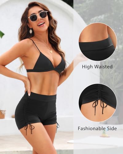 Yonique Women's Swim Shorts High Waisted Bathing Suit Bottoms Tummy Control Boy Shorts Board Shorts4