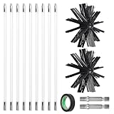 EFUTURETIME 3.6m Cepillo de Chimenea Kit, Deshollinador Cepillo Nylon Ø150 mm con 9 Varilla Flexible 410mm, Se Puede Utilizar con Destornillador para Chimenea, Conducto, Tubo, Secadora