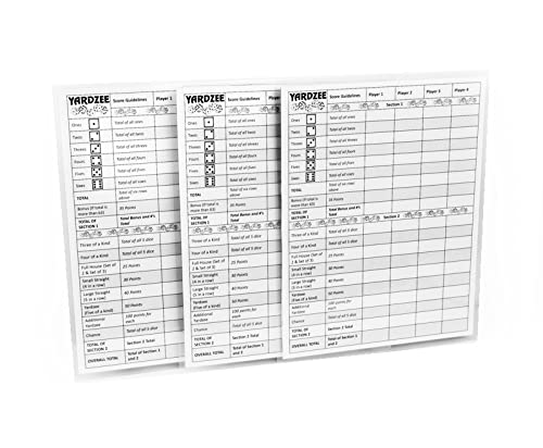 amazon com yardzee score cards with rules on the back laminated yardzee score card reusable dry erase score sheet for giant outdoor dice games jumbo score sheet for yahtzee three yardzee score cards
