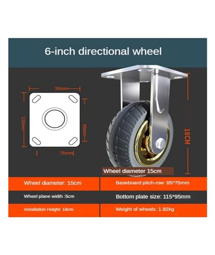Roulette directionnelle robuste 6 pouces avec frein caoutchouc pour chariot plat