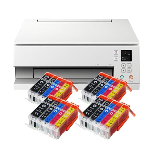 IC-Office TS6351a Farbtintenstrahl-Multifunktionsgerät All-in-One 3-in-1 (Drucker, Scanner, Kopierer, USB, WLAN, Apple AirPrint) Weiß + 20 XXL Tintenpatronen