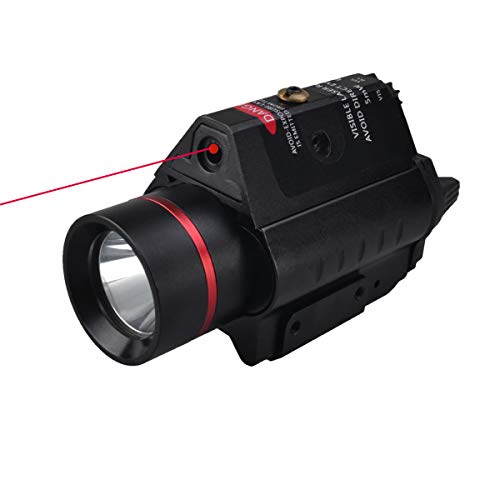 WINDFIRE WF-P29 Red Laser Rail Mounted Flashlight 300 Lumens, Picatinny Rail Mount Tactical Weapon Light